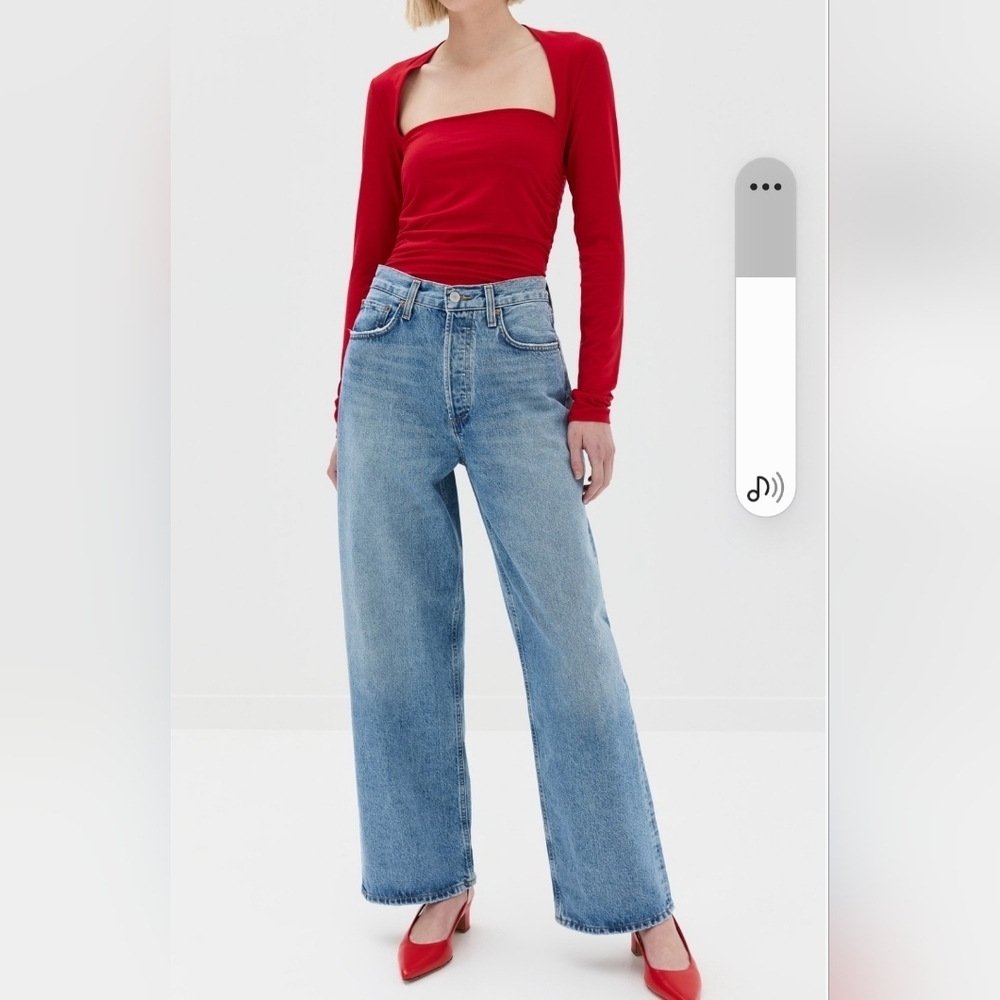 Reformation -Fitted Red Ruched Blouse Women's XL